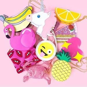 Pink Kawaii Unicorn Crossbody Purse Gold Chain